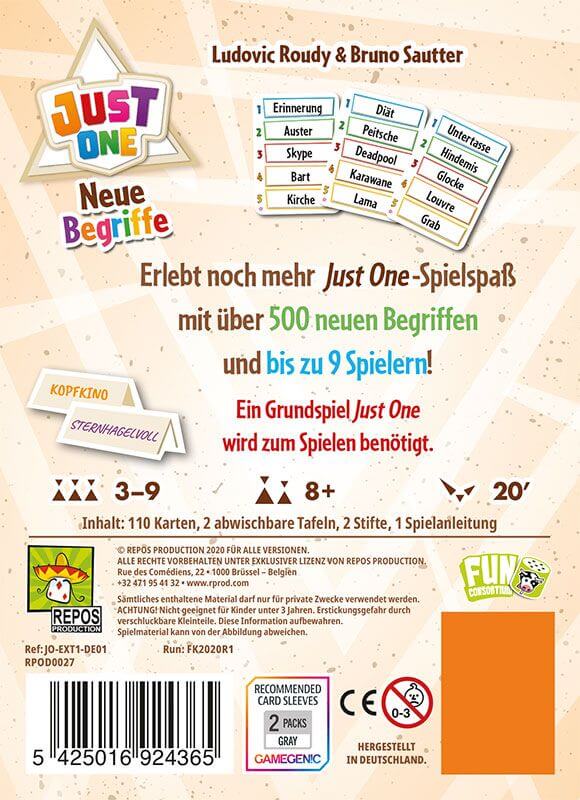Just One - Neue Begriffe