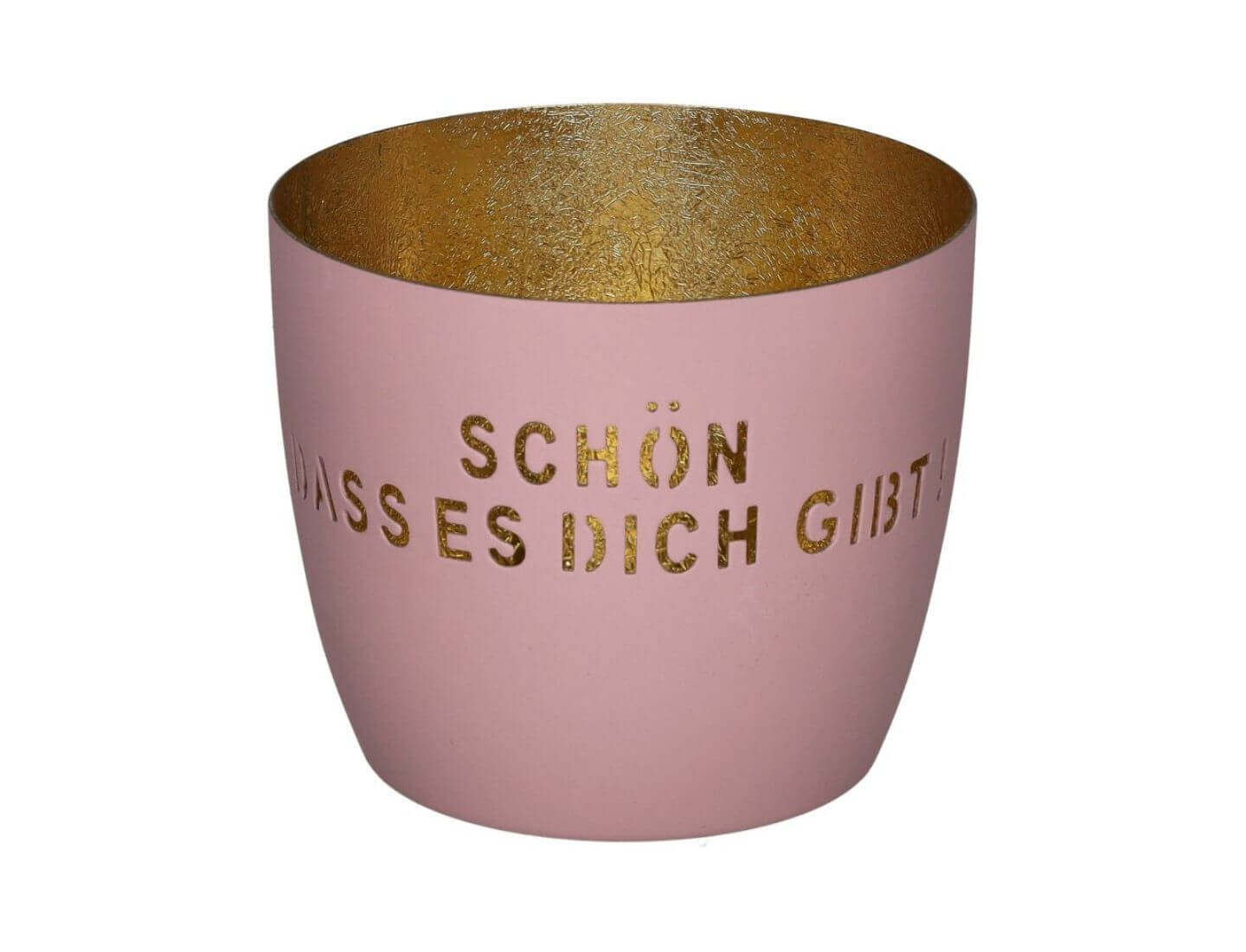 MADRAS Windlicht, M, Schön dass es Dich gibt - rosa/ gold