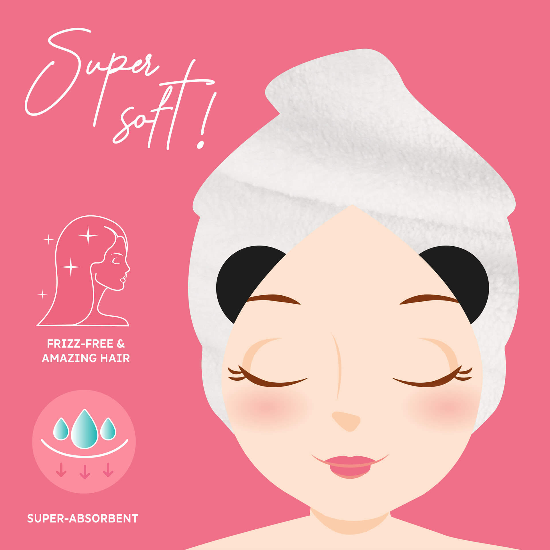 HTW0001_2 Turban-Handtuch für die Haare - Love my Hair Panda