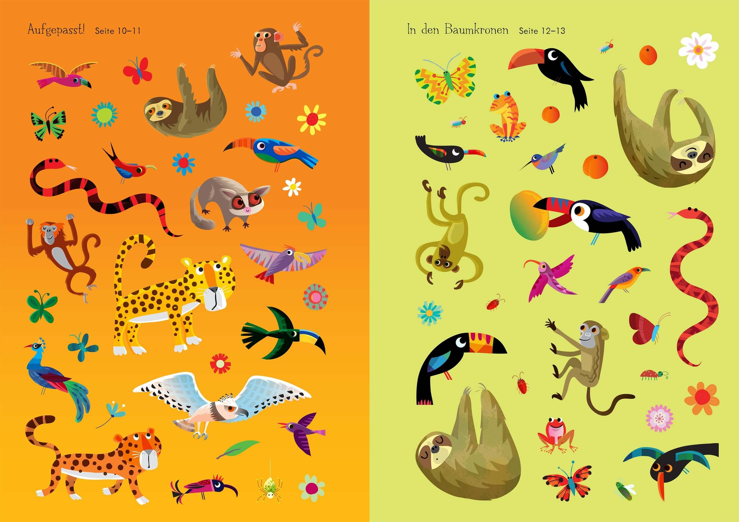9781789414370_spread_image_2_-1 Kirsteen Robson: Mein Immer-wieder-Stickerbuch - Bei den Faultieren