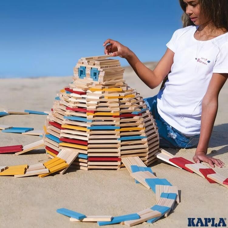 KAPLA - 200er Box - Sommer Edition - Blau, Gelb, Rot, Natur