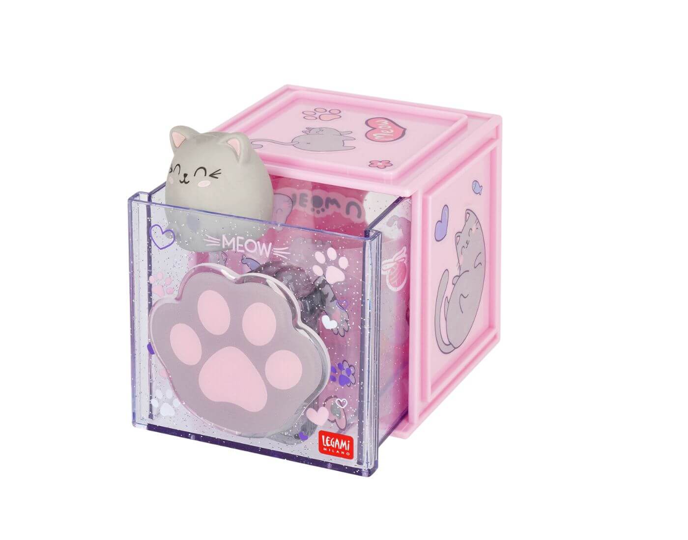 Erweiterbare Schreibtischbox - Cutie Cube Kitty