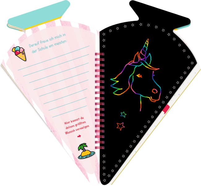 4050003949475_3 Schultüten-Kratzelbuch Funny Patches,pink - Hurra, endlich Schule!