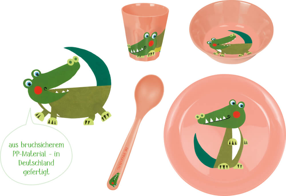 Geschirr Geschenkset Krokodil - Freche Rasselbande