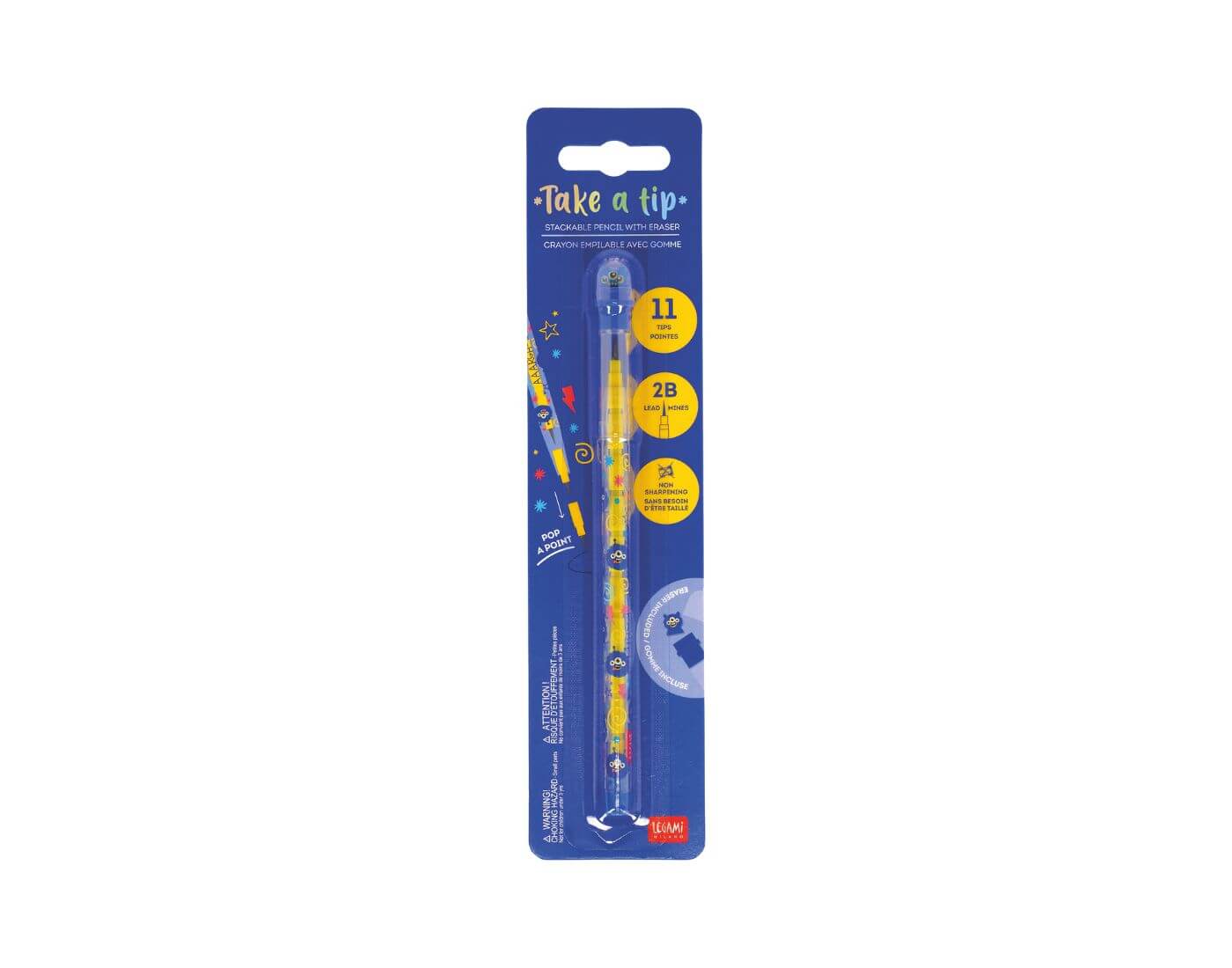 Stapelbarer Bleistift mit Radiergummi - Take a Tip Monster