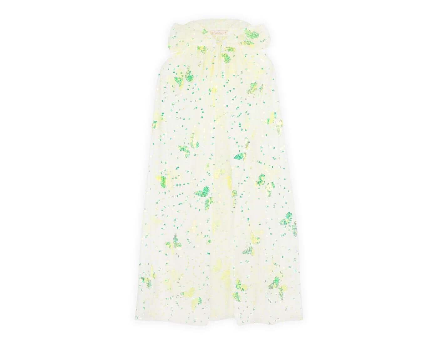 Cape Schmetterling - mit Pailletten bestickter Umhang - Fluogelb