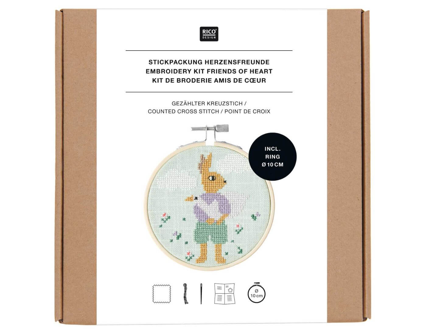 Stickpackung Bild Hase mit Gans im Arm