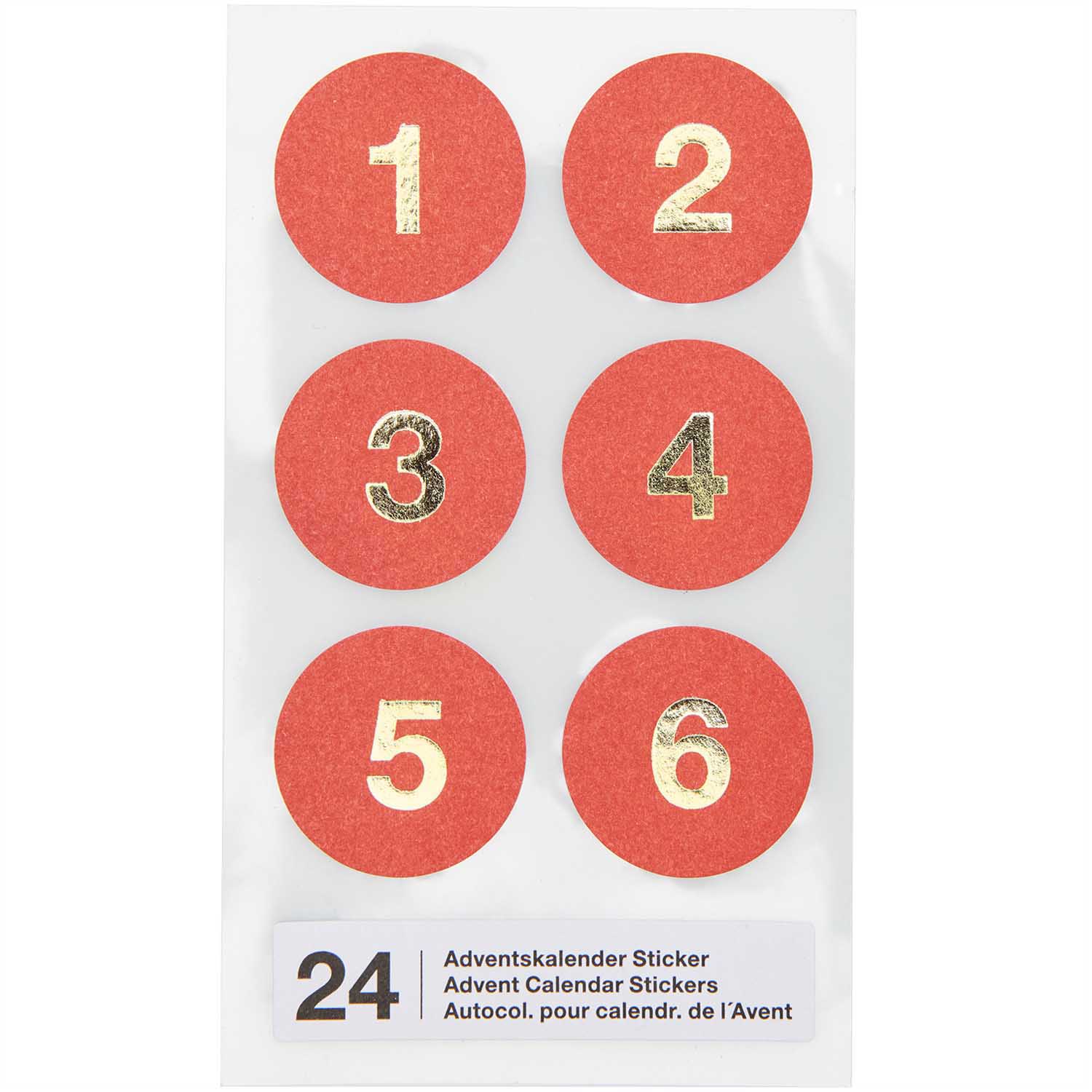 ADVENTSKALENDER STICKER ZAHLEN 1-24 ROT PAPER POETRY