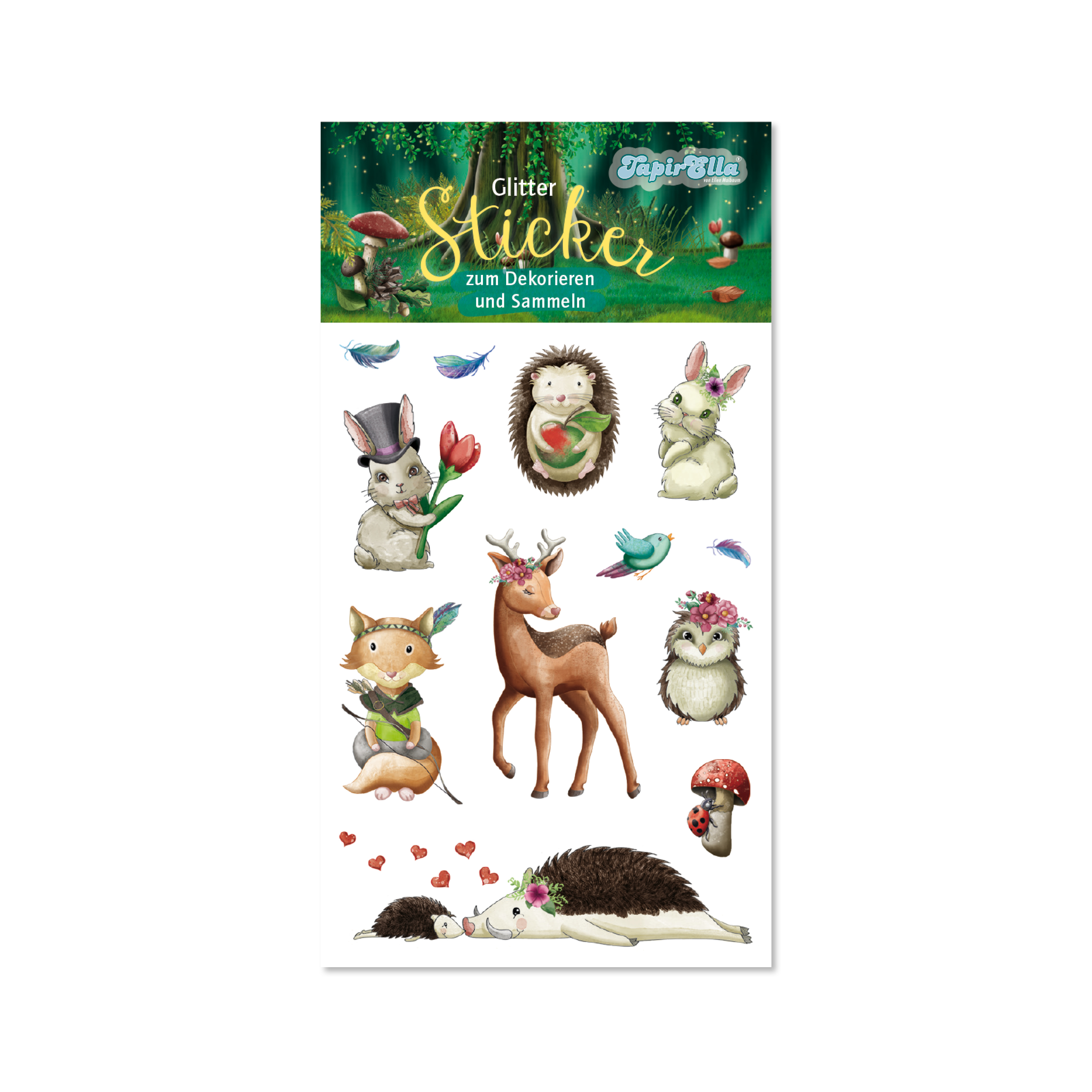 72347 Glitter-Sticker - Waldtiere