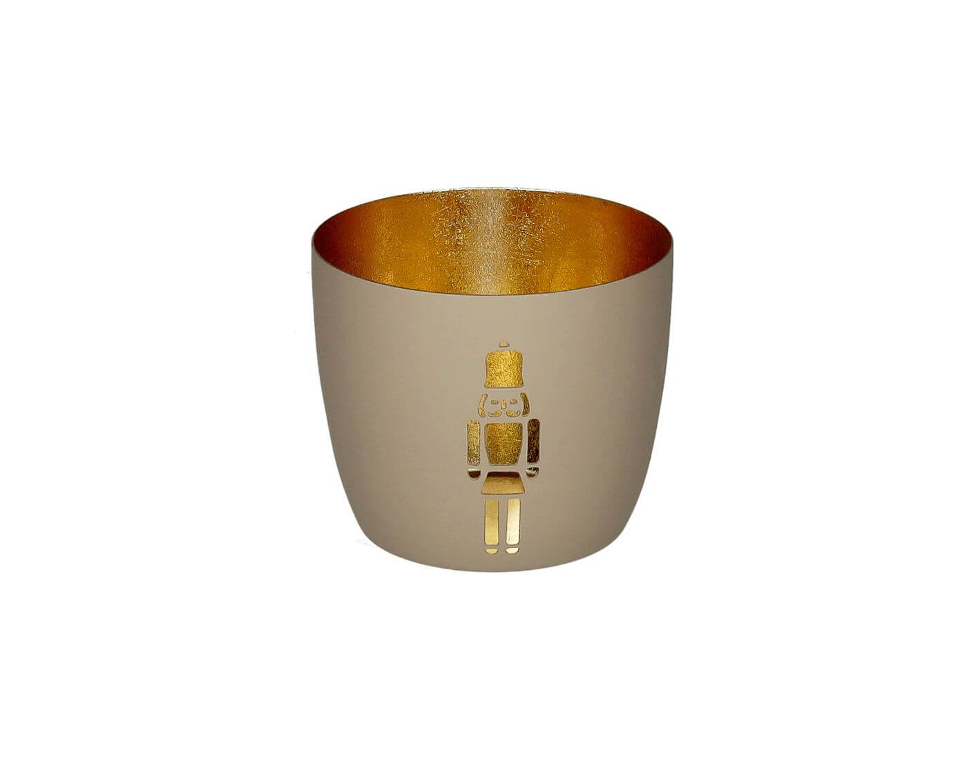 Madras, Windlicht, M, Motiv: Nussknacker, sandstone/gold