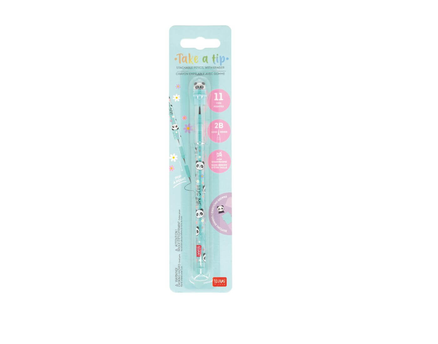 Stapelbarer Bleistift mit Radiergummi - Take a Tip Panda