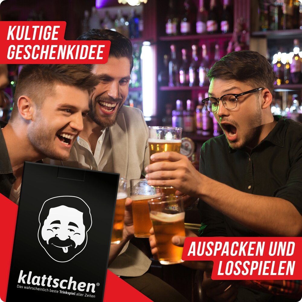 klattschen® - Trinkspiel - SPIELKARTENKARTON - Das wahrscheinlich beste Trinkspiel aller Zeiten