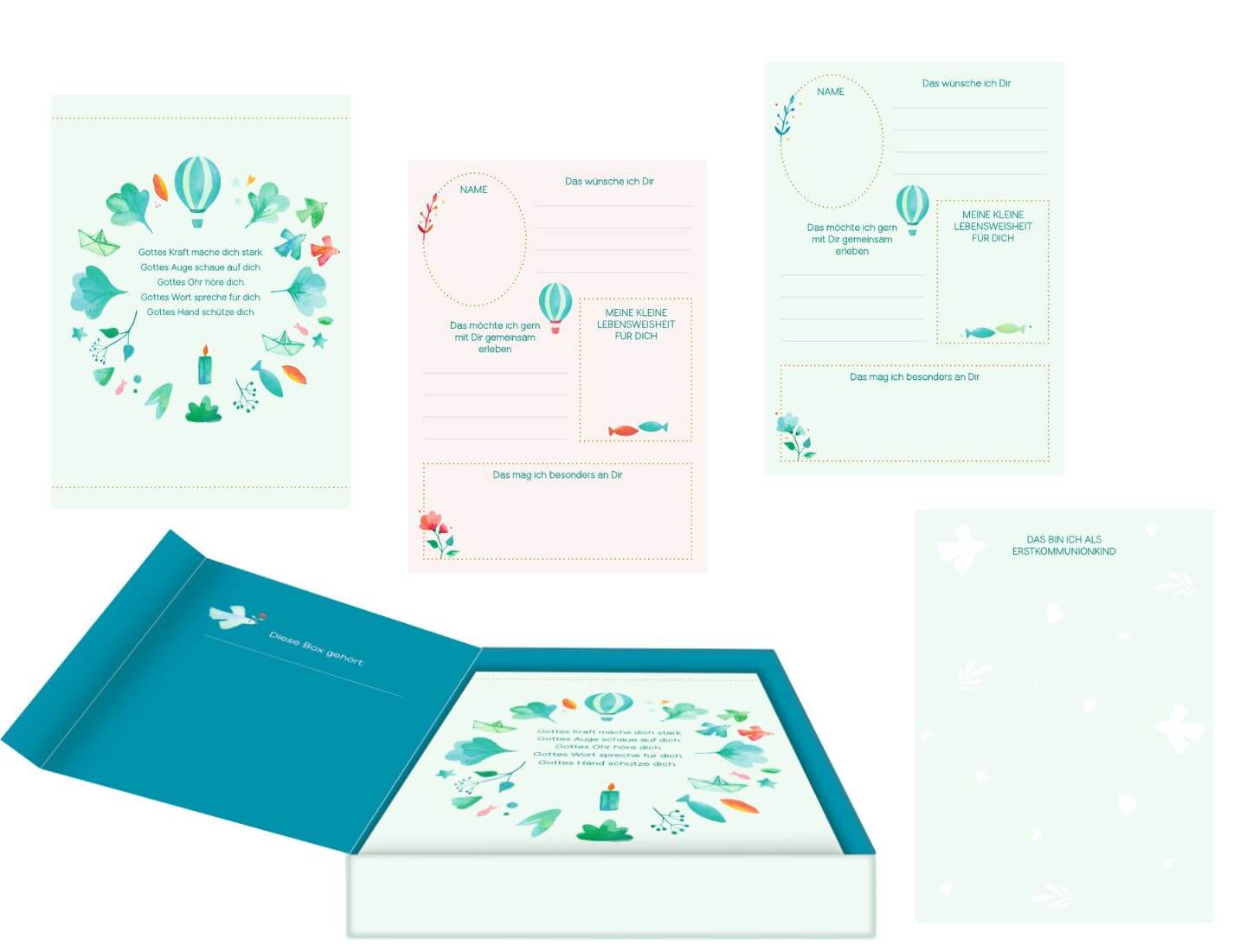 Erinnerungsbox: Meine Erstkommunion (40 Karten zum Eintragen)