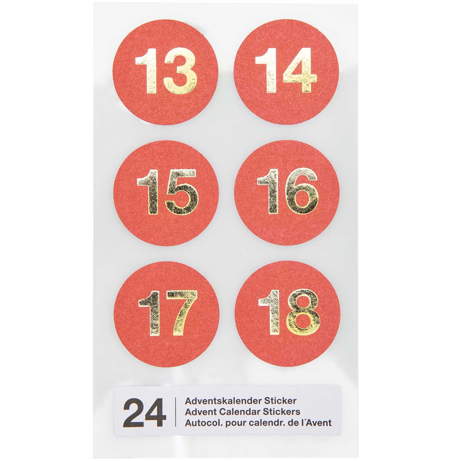 ADVENTSKALENDER STICKER ZAHLEN 1-24 ROT PAPER POETRY