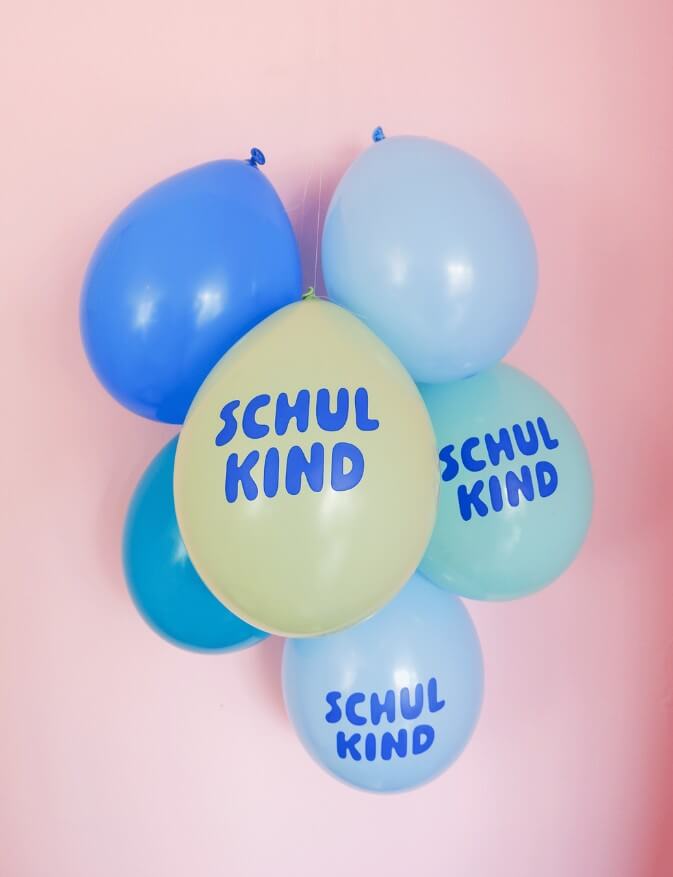 Schulkind Luftballon 6er Set | blau-Mix Schulkind Luftballon 6er Set | blau-Mix