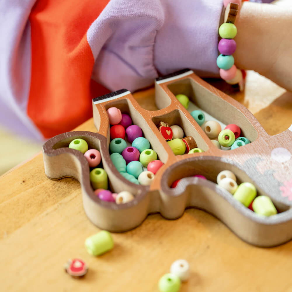 Holzperlenset in ponyförmiger Schale - Mein kleiner Ponyhof