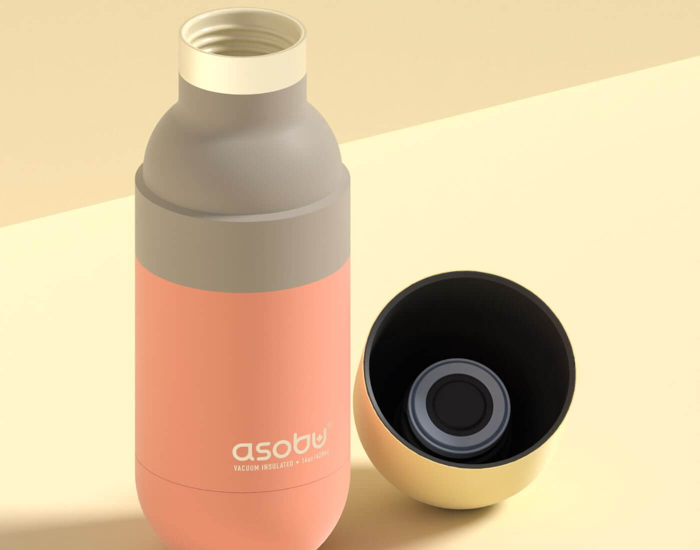 ORB Edelstahltrinkflasche mit Trinkbecher - Peach