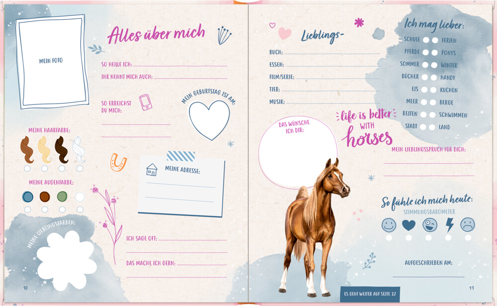 Freundebuch mit Blüten-Patch: Pferdefreunde - Meine Freundinnen & Freunde