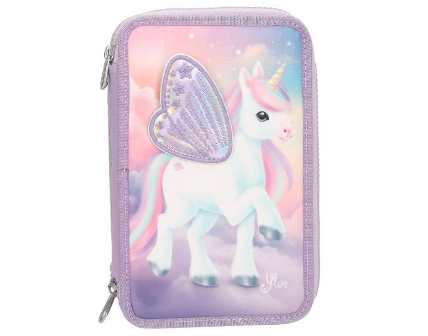 Ylvi 3 Fach Federtasche mit appliziertem Flügel