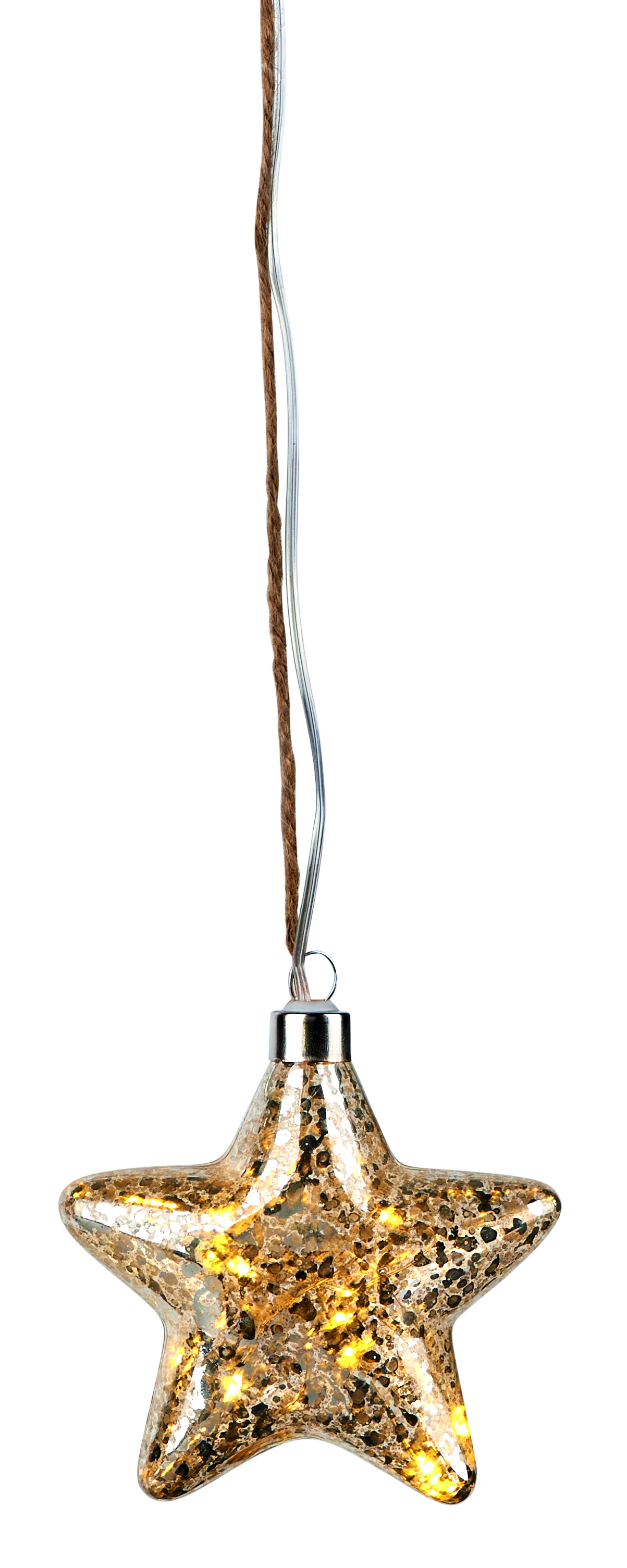 Leuchtender Glasstern in Gold oder Silber