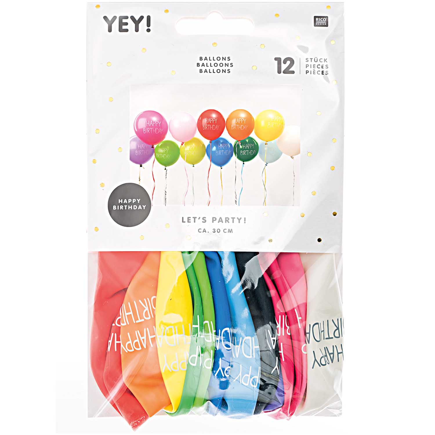 Luftballons Happy Birthday (12 Stück) - YEY! Let's Party
