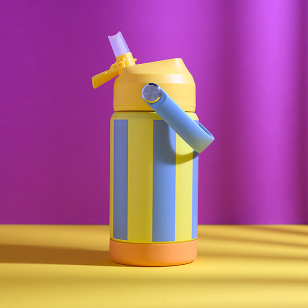 Trinkflasche Stripes, gelb / hellblau (350 ml)