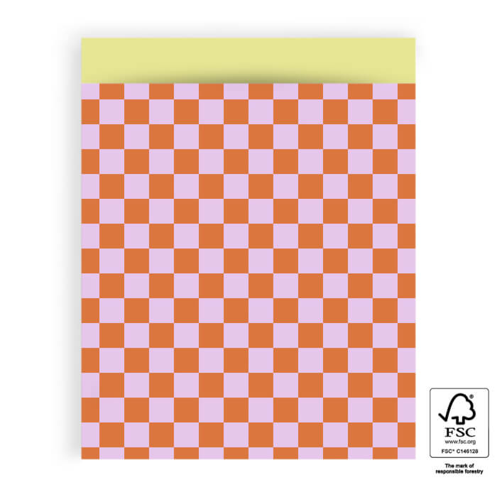 Geschenktüte - Big Check Deep Orange/Mauve - Yellow - 17 x 25 cm