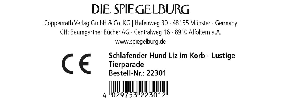 Schlafender Hund Liz im Korb - Lustige Tierparade