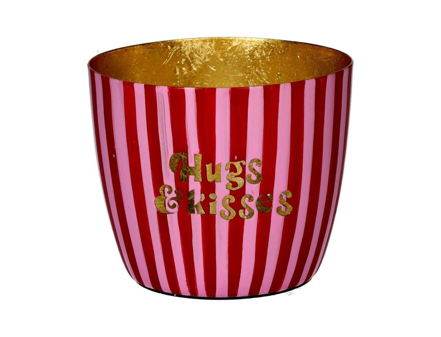 MADRAS Windlicht M, Hugs and Kisses - pink / gold