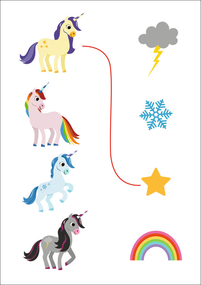 Mein kunterbunter Kindergartenblock: Rätsel ohne Text - Einhörner