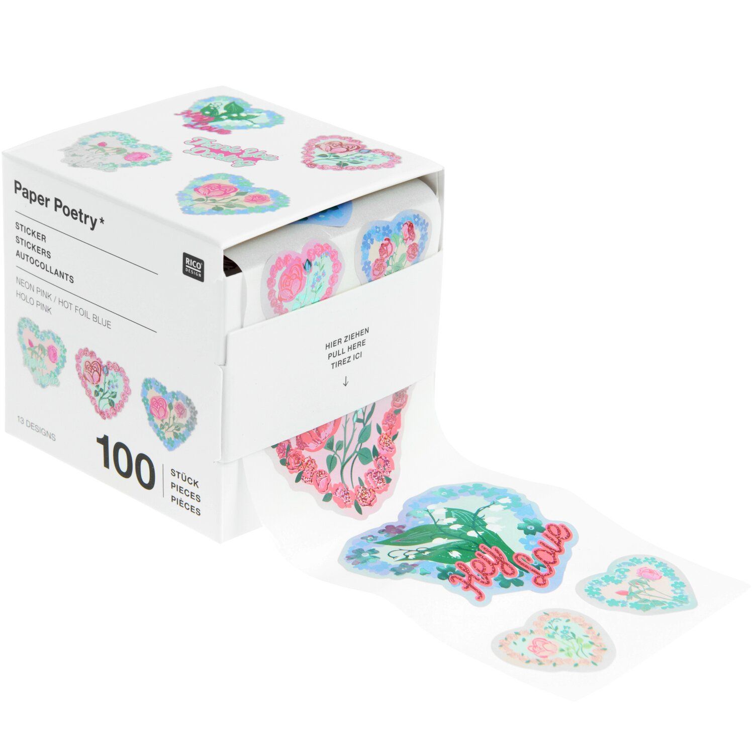 Paper Poetry Sticker Herzen 100 Stück
