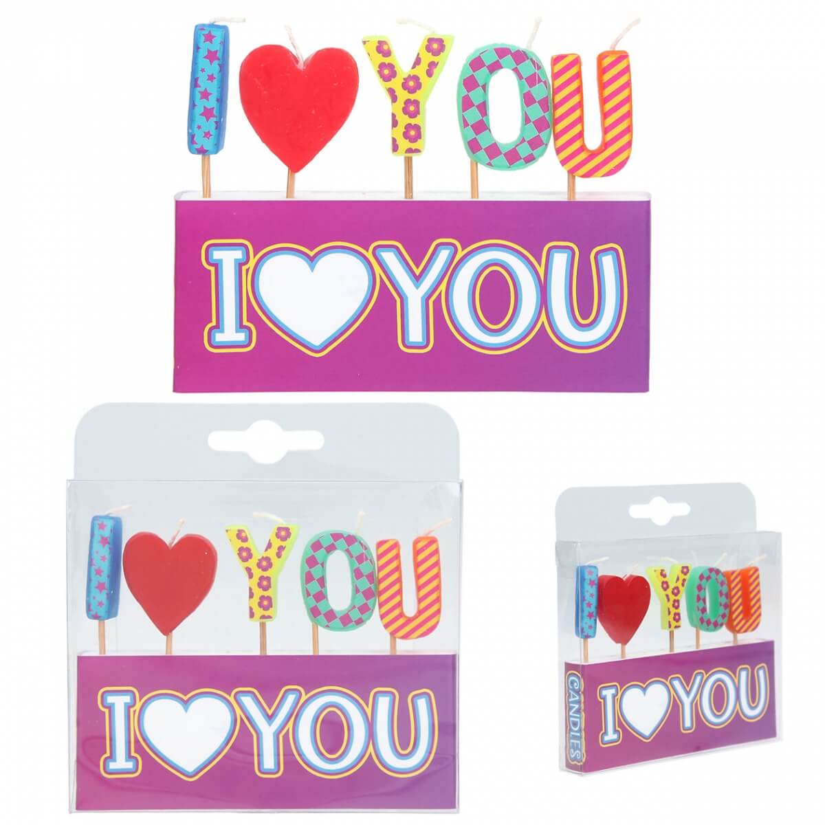 Geburtstagskerzen, groß (HAPPY BIRTHDAY oder I LOVE YOU)