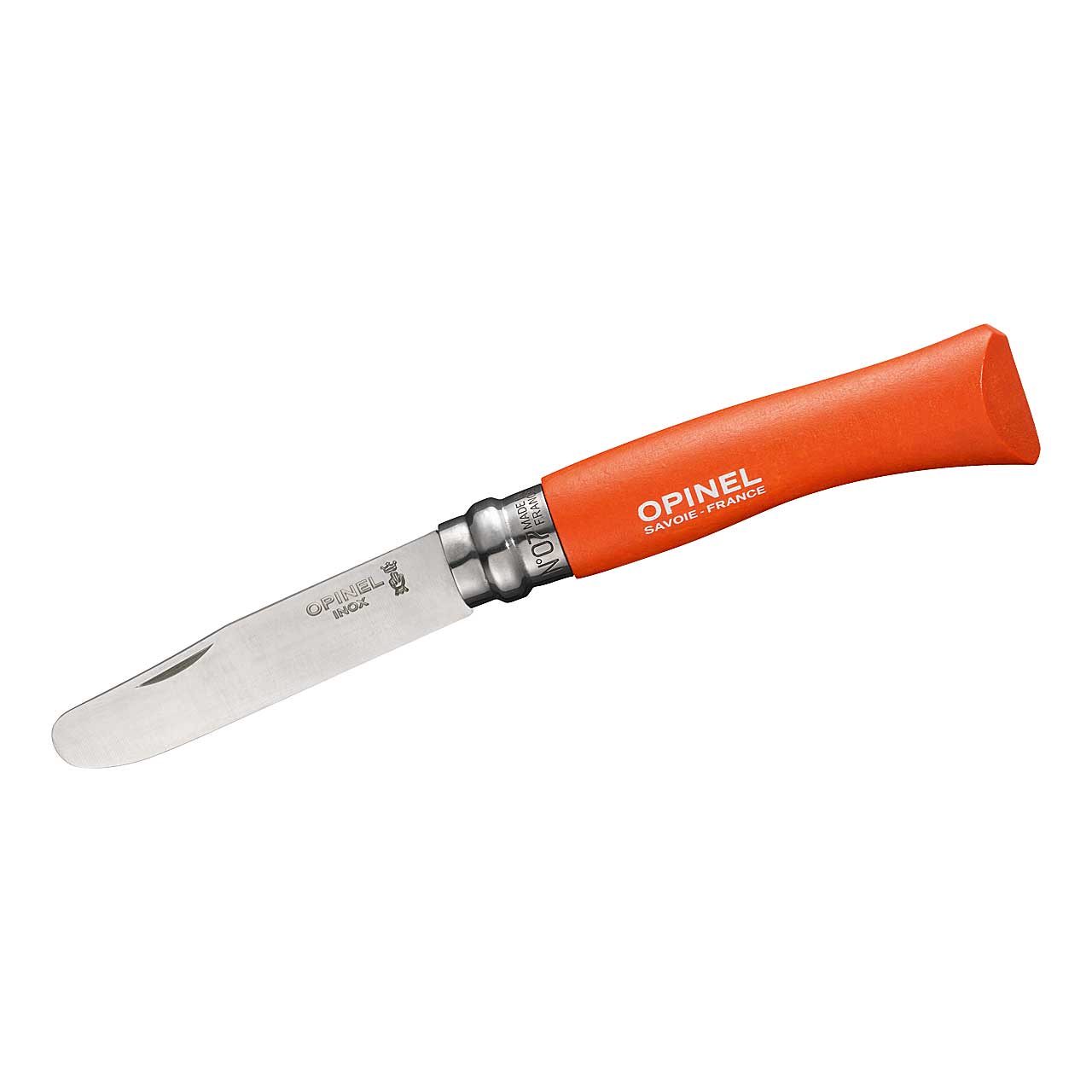 Opinel No 07, Kindermesser, rostfrei, Buchenholz, verschiedene Farben