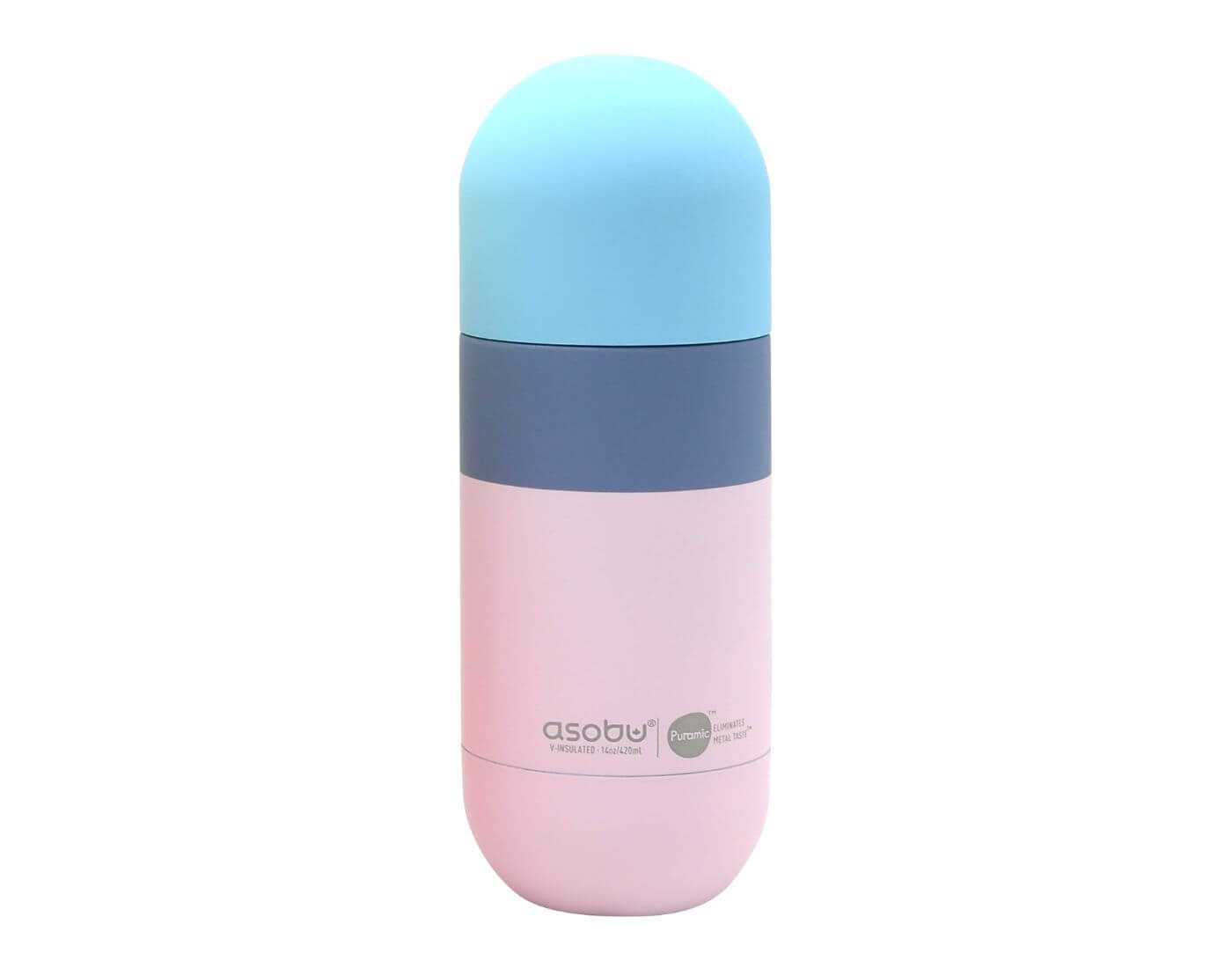 ORB Edelstahltrinkflasche mit Trinkbecher - Pastell Rosa / Blau