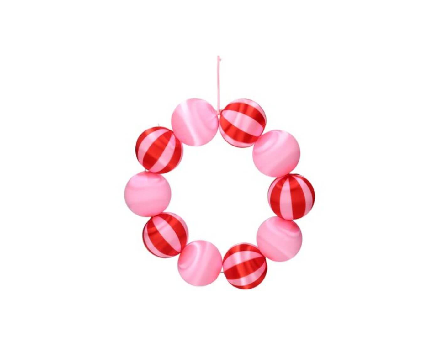 Chinois, Kugelkranz, uni/gestreift, rosa/rot Chinois, Kugelkranz, uni/gestreift, rosa/rot