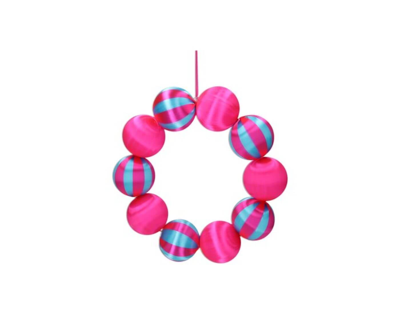 Chinois, Kugelkranz, uni/gestreift, pink/türkis Chinois, Kugelkranz, uni/gestreift, pink/türkis
