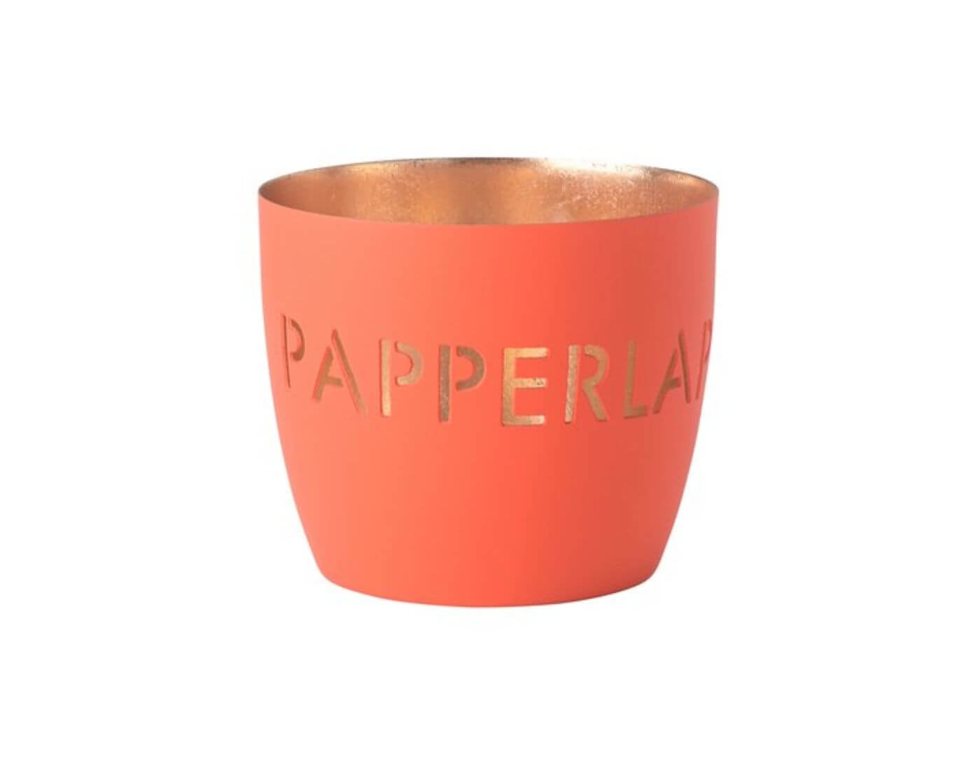 Madras, Windlicht, M, Motiv: Papperlapapp, neon orange/gold