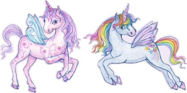 Fluoreszierender Sticker Einhorn-Paradies