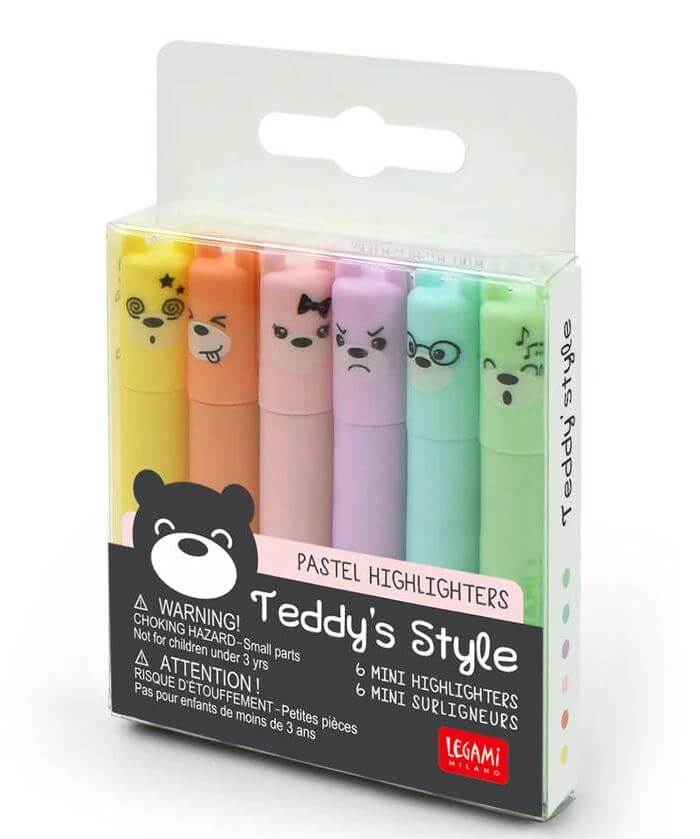 Set mit 6 Mini-Textmarkern pastel - Teddy‘s Style