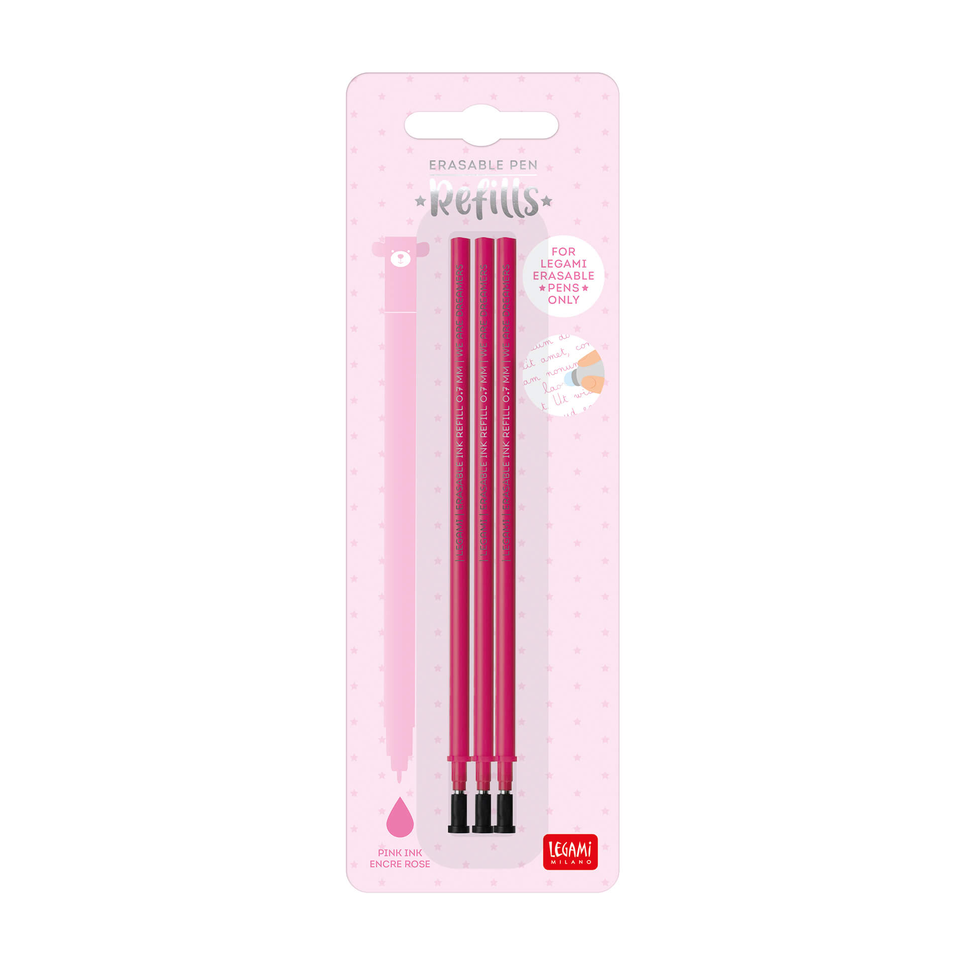 Ersatzminen für löschbaren Gelstift (3x rosa)