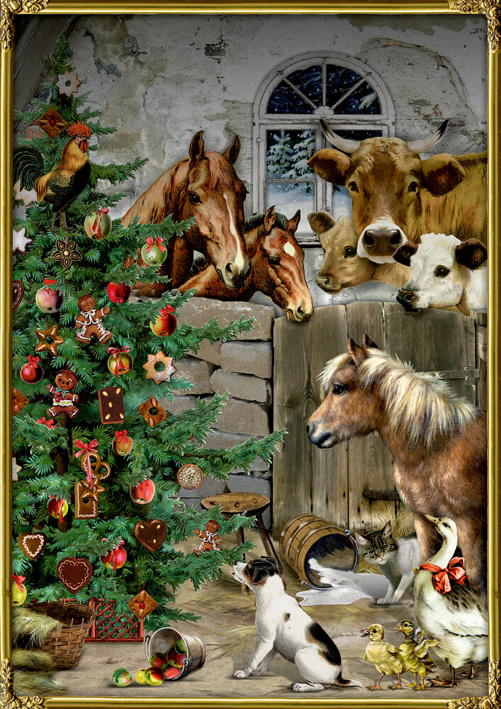 4050003718910-1 Weihnacht im Stall, Wand-Adventskalender A4 (Behr)