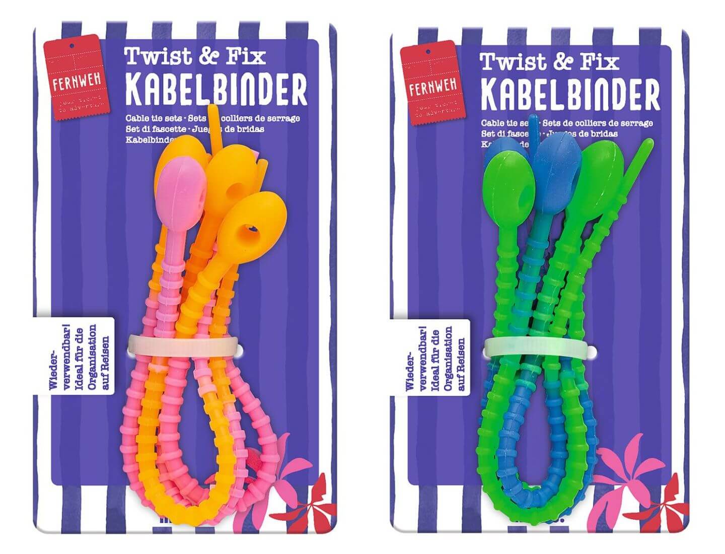 Fernweh - Twist & Fix Kabelbinder Neon 4er Set (einzeln)