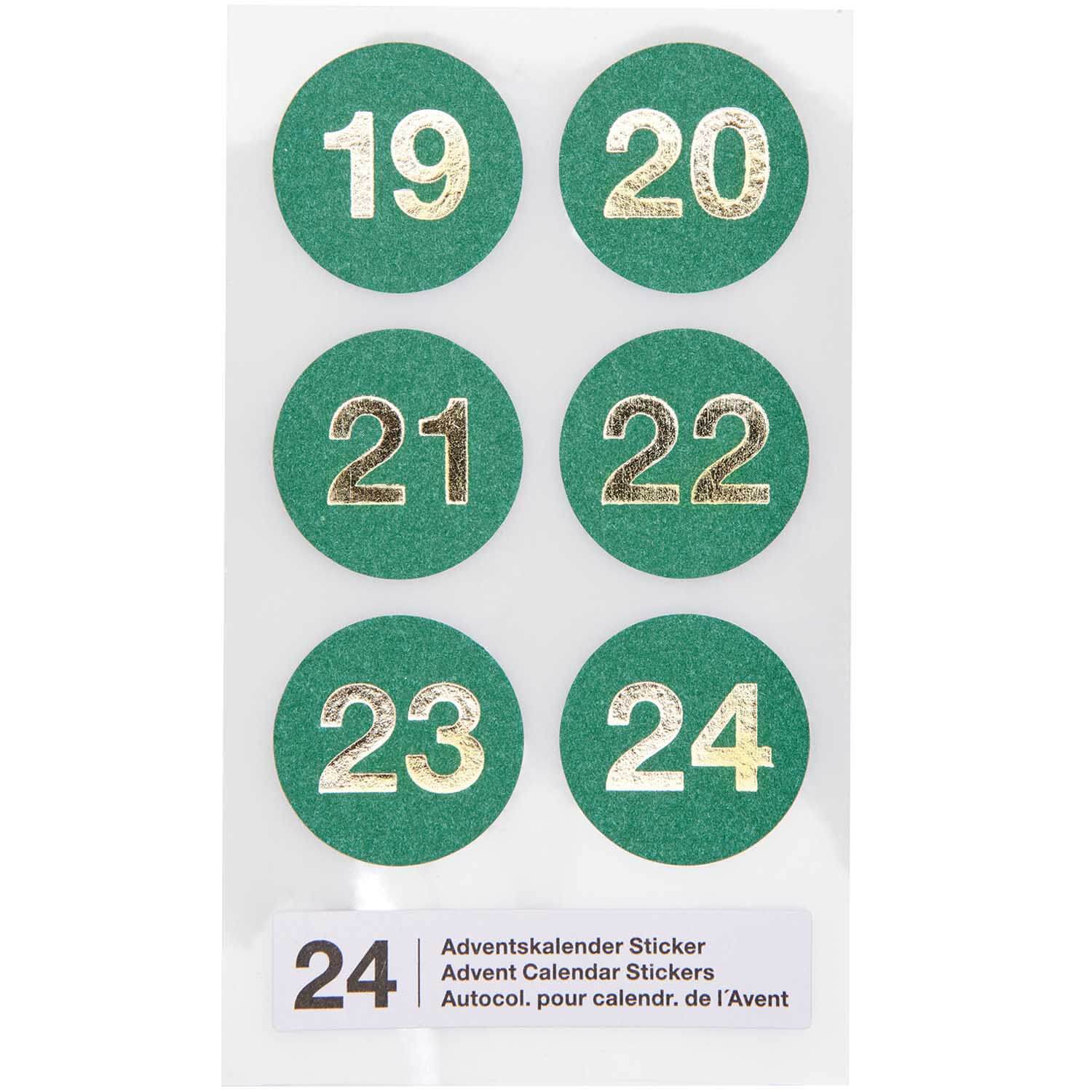 300133_5-1 ADVENTSKALENDER STICKER ZAHLEN 1-24 GRÜN PAPER POETRY