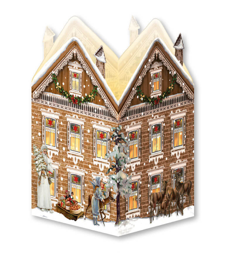 71022_3-1 Nostalgisches Weihnachtshaus - Windlicht-Mini-Adventskalender (Behr) (einzeln)