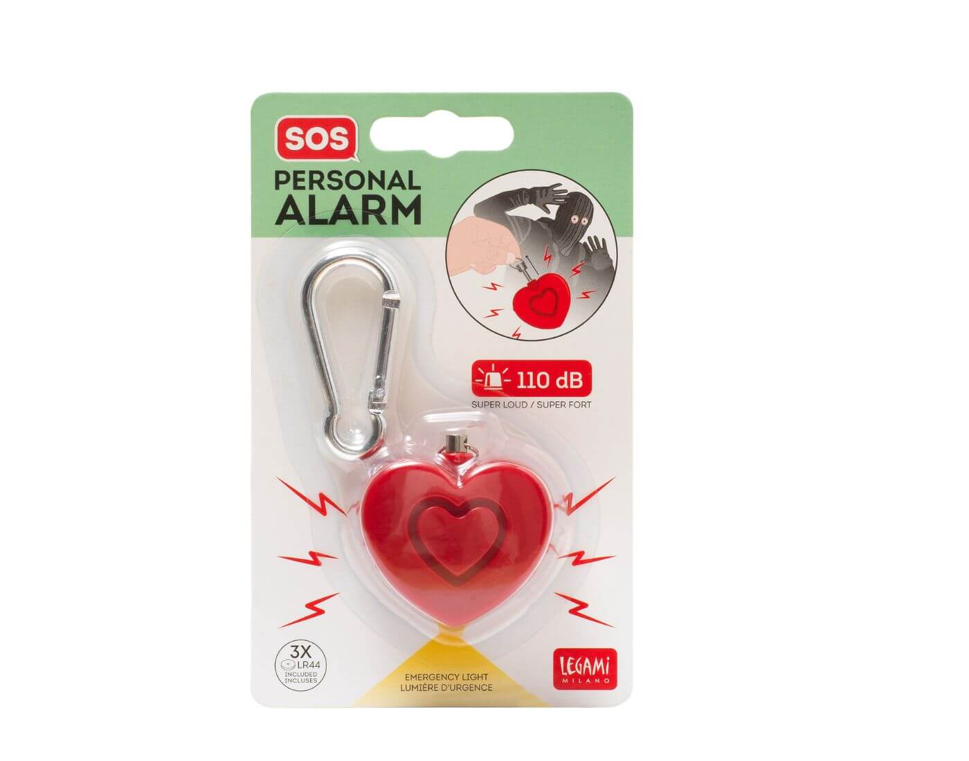 Persönlicher Sicherheitsalarm mit LED-Licht - SOS Personal Alarm Herz
