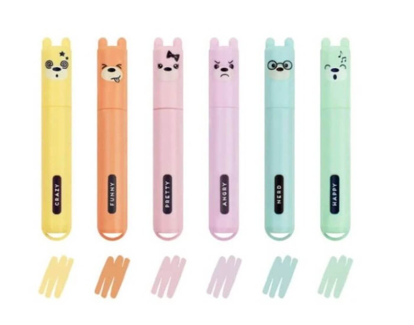 Set mit 6 Mini-Textmarkern pastel - Teddy‘s Style