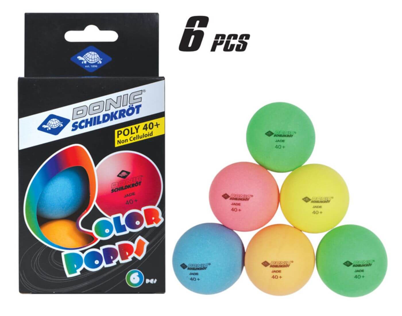 schildkroet-tischtennis-bunt-1-1 Tischtennisball Colour Popps, 6 farbige Bälle in Poly 40+ Qualität