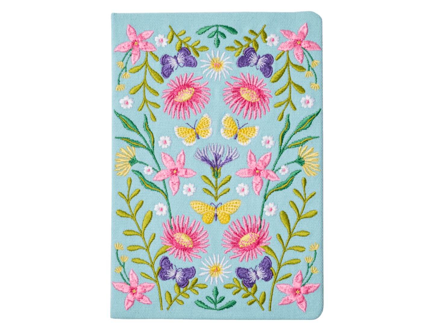 Blütenträume Notizbuch bestickt, A5, mint