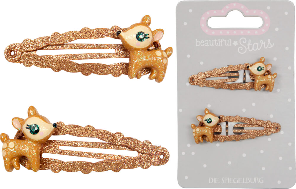Haarclips Reh, Igel & Fuchs - beautiful Stars (einzeln)