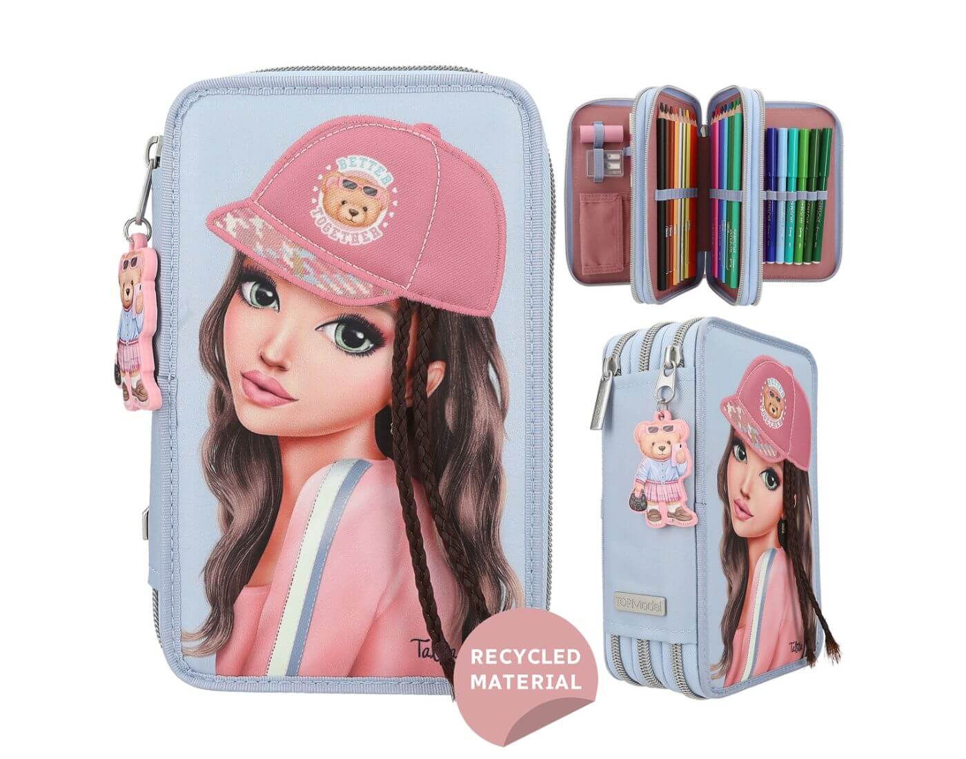 TOPModel 3 Fach Federtasche mit Applikation TEAM TEDDY